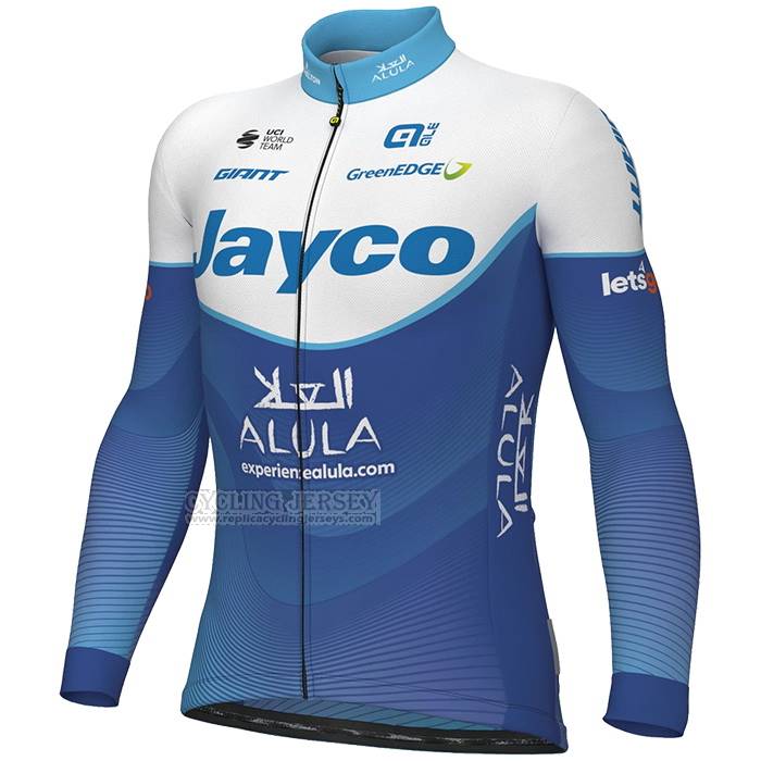 2023 Cycling Jersey Jayco Alula Blue White Long Sleeve and Bib Short